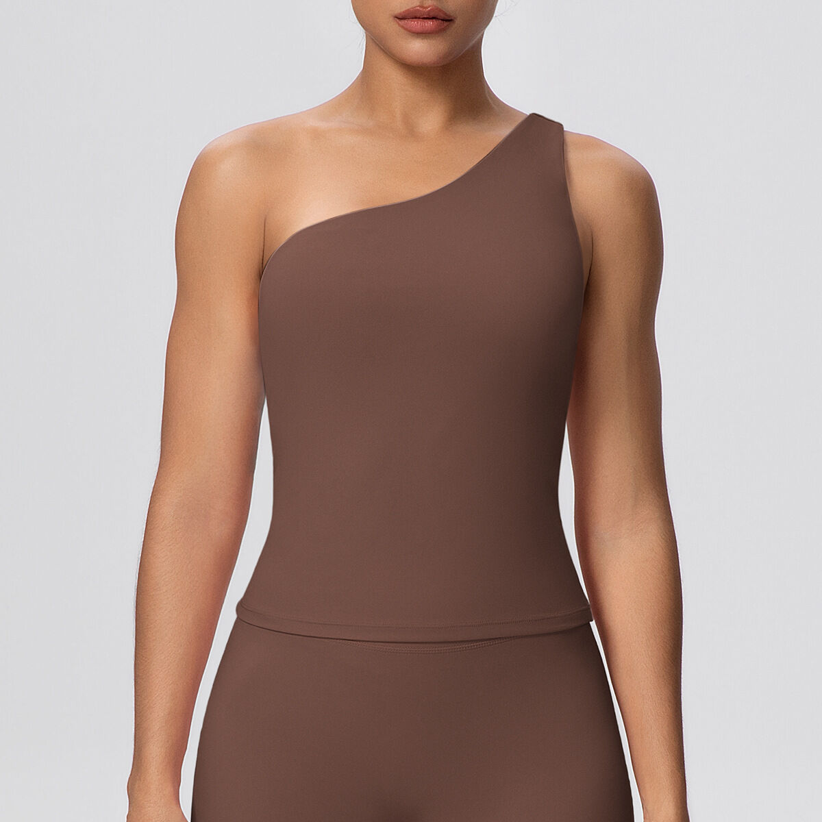 7129 One-Shoulder Vest - Chestnut Color/S