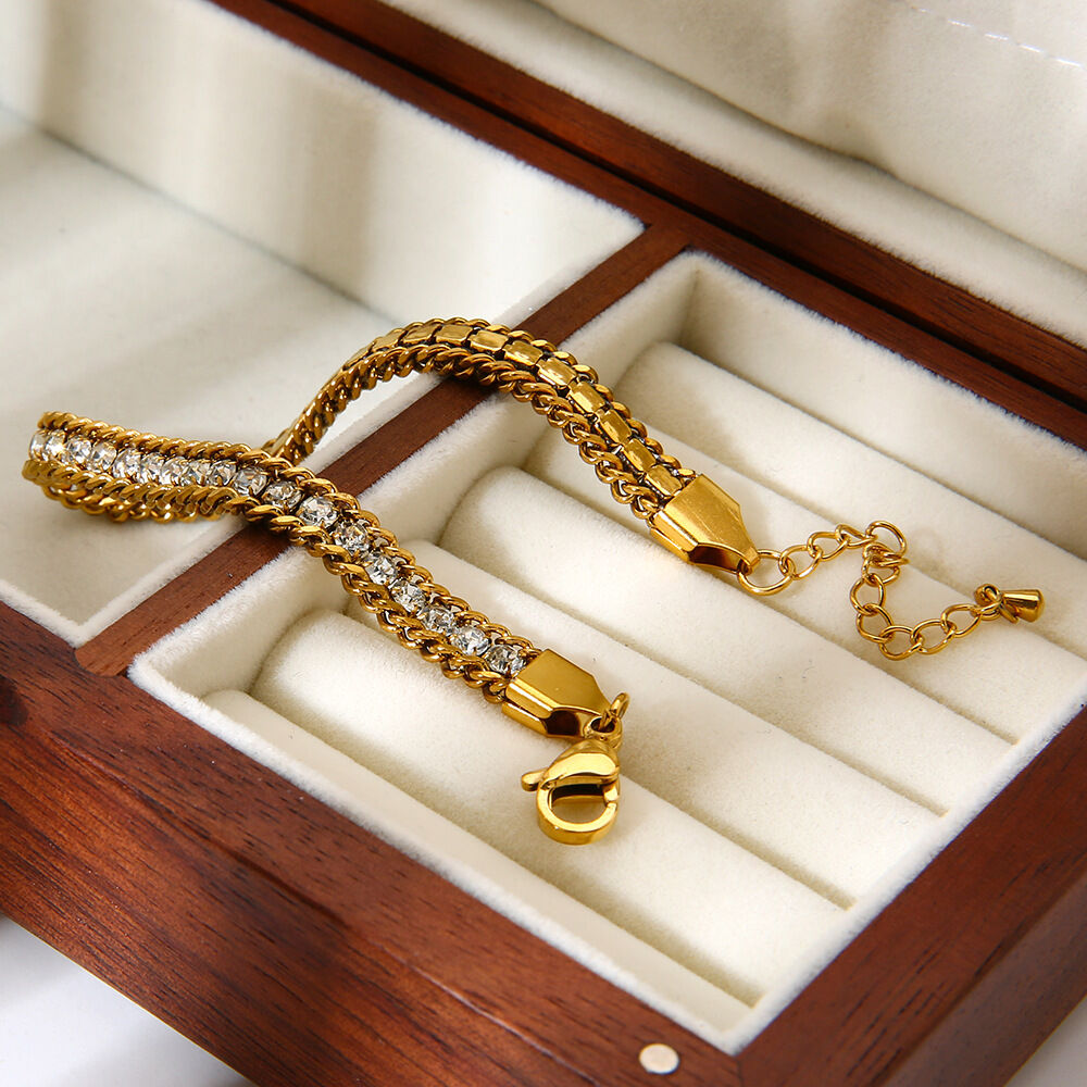 1 Piece Luxurious  Classic Chain Stainless Steel Waterproof  Zircon Women's Chain Bracelets Picture4