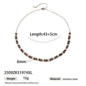 Set di collane in acciaio inossidabile con perline di pietra naturale h5