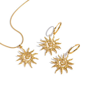 Sun Stainless Steel Waterproof Gold Color Necklace Set h5 Picture5
