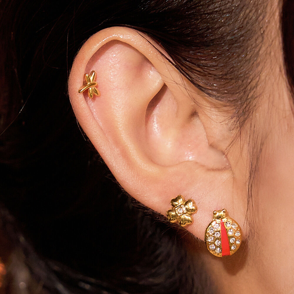 1 Set Classic Beetle Stainless Steel Waterproof Gold Color Women's Earring Sets