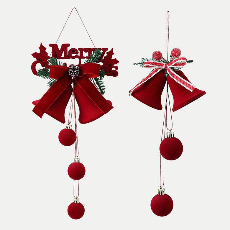 1 pieza de decoración navideña roja flocada para fiestas 2