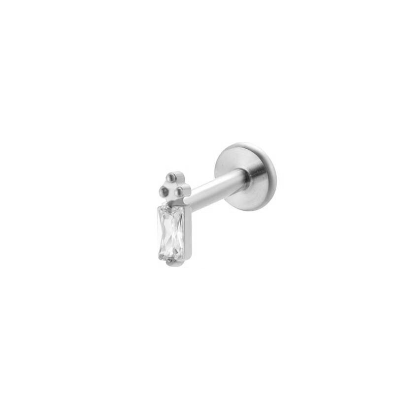 1 Piece Flower Titanium Alloy Gold Color Zircon Women's Piercing Earrings