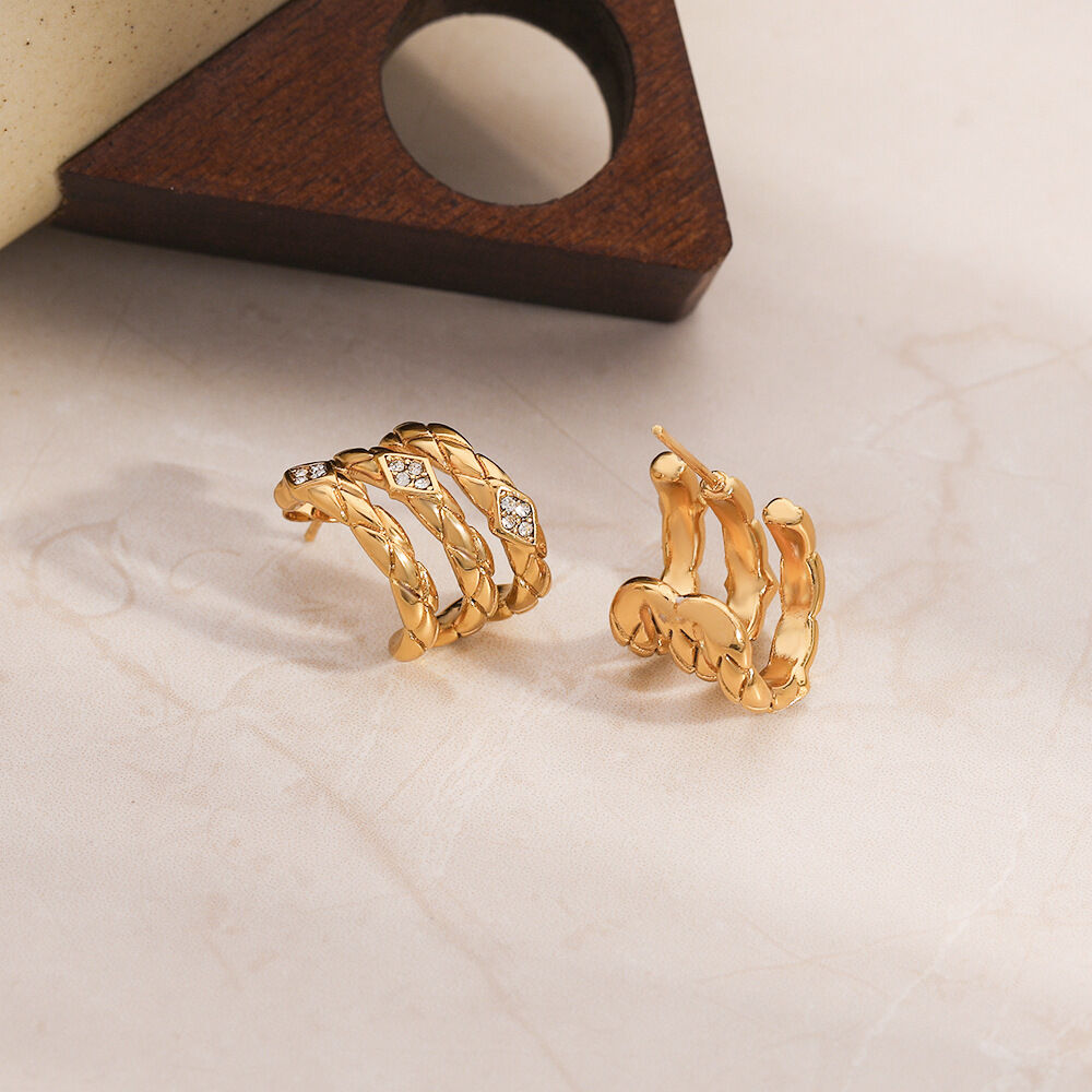 1 Pair Simple Series Daily Woven Stainless Steel Waterproof Women's Stud Earrings h5Picture2