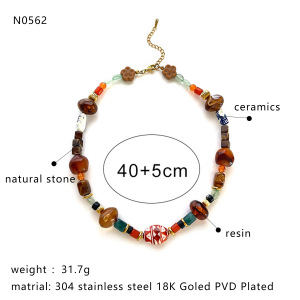 1 Piece Resin Beads Natural Stone Beaded Necklace h5 Picture2