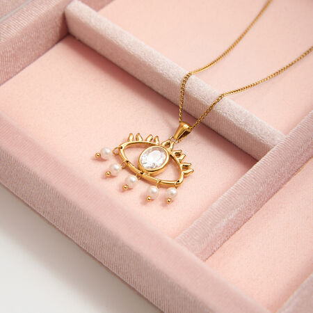 1 Piece Ornate Devil's Eye Stainless Steel Waterproof Gold Color Women's Pendant Necklaces 2