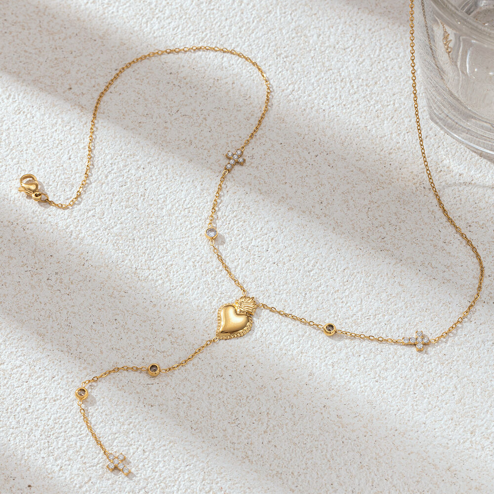 Collana con ciondolo impermeabile in acciaio inossidabile a forma di cuore da 1 pezzo h5Immagine4
