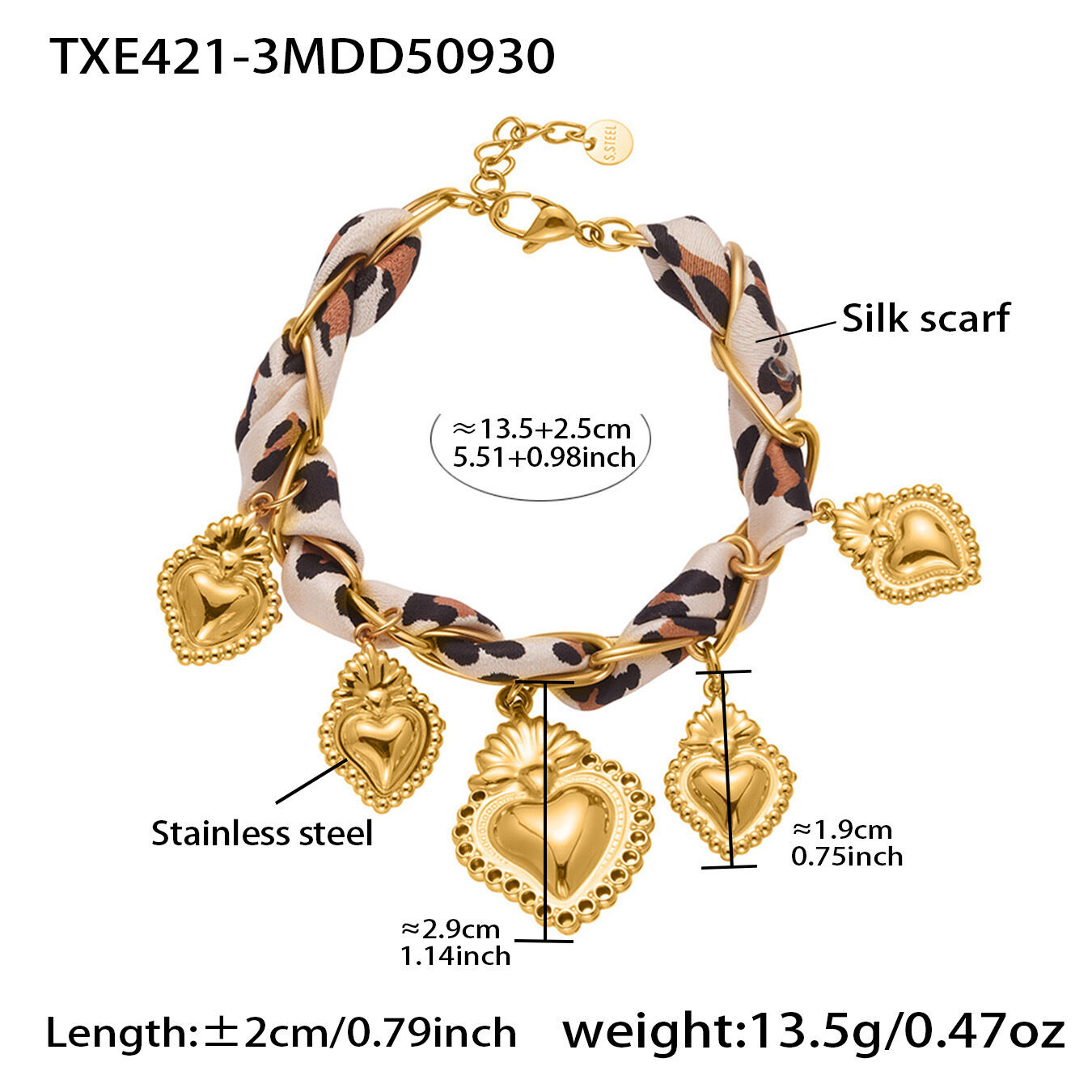 Txe421-3 Gold Bracelet-13+3Cm Picture6