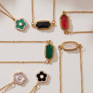 Gorgeous Hexagon Flower Chain Stainless Steel Waterproof Gold Color Crystal Women's Jewelry Sets h5 Picture3