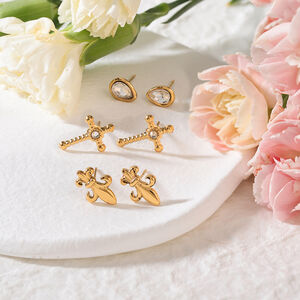 1 Set Classic Cross Stainless Steel Waterproof Gold Color Women's Earring Sets h5 Picture3
