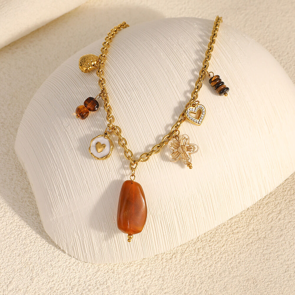1 Piece Daily Flower Heart Stainless Steel Waterproof Women's Pendant Necklaces h5 Picture3