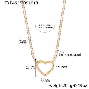 Sophisticated Heart Stainless Steel Waterproof Gold Color Zircon Women's Jewelry Sets h5