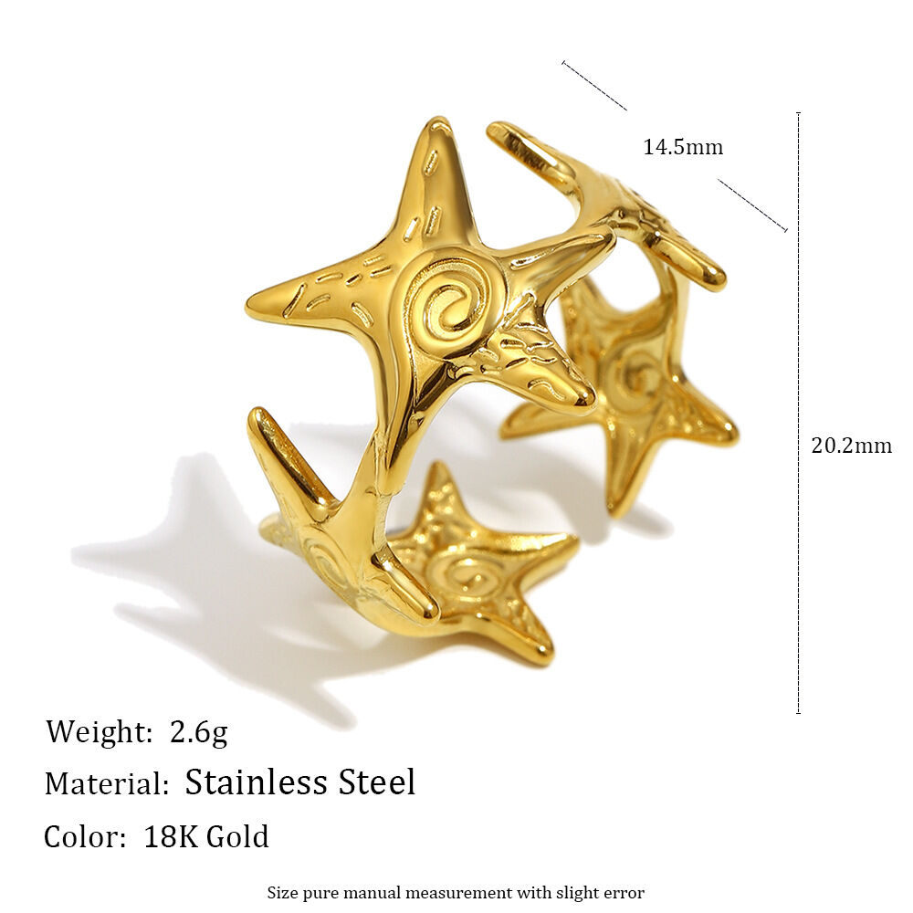 Starfish Open Ring-Gold Picture6