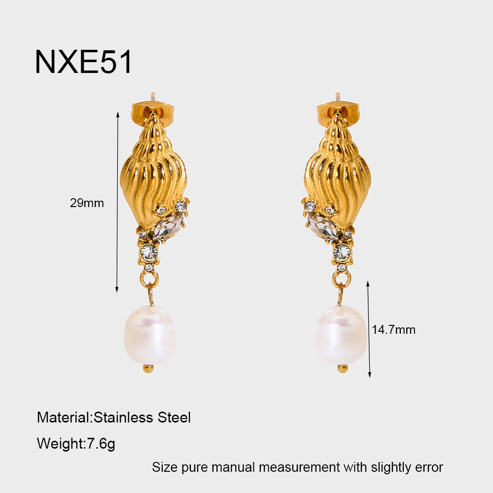 1 Pair Luxurious Retro Turtle Stainless Steel Waterproof   Gold Color  Zircon Women's Dangle Earrings 