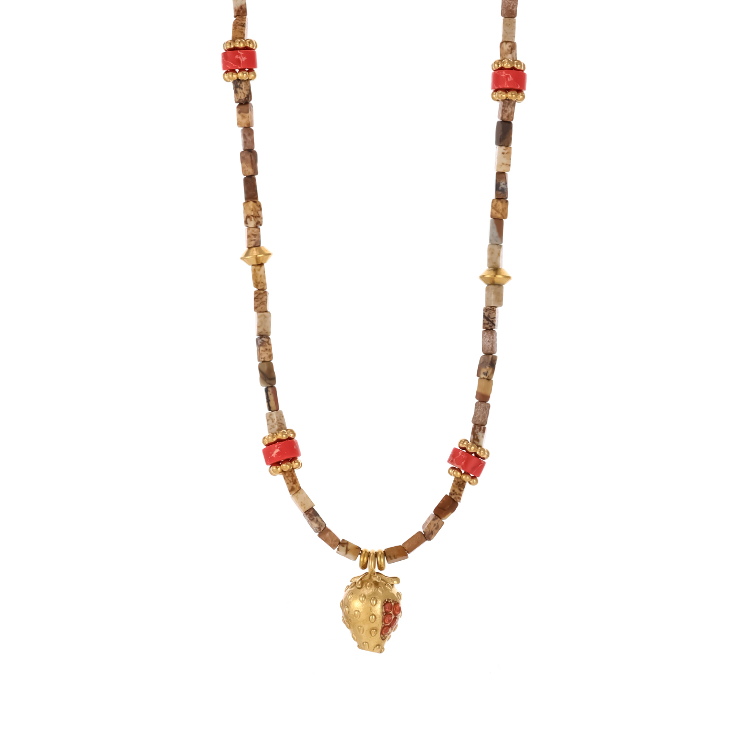 Collana con ciondolo da donna in pietre naturali a forma di elefante classico, 1 pezzo