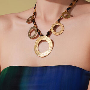 1 Piece Fashionable Thread Stainless Steel Waterproof Gold Color Women's Pendant Necklaces h5 Picture4