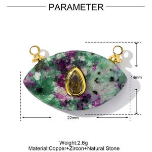 1 Piece Rectangle Natural Stone Stainless Steel Waterproof Zircon Women's Pendants h5 Picture2