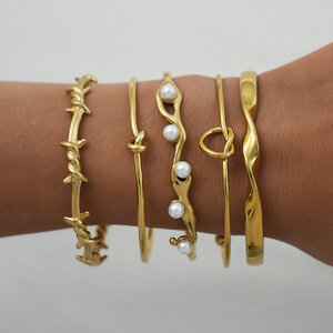 Braccialetti da donna color oro, semplici ed eleganti, in acciaio inossidabile, impermeabili, 1 pezzo h5 Immagine6