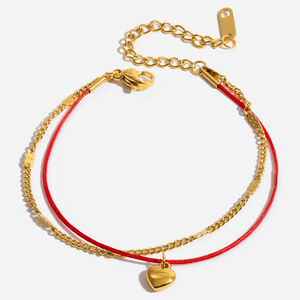 1 Piece Romantic Heart Stainless Steel Waterproof Gold Color Women's Charm Bracelets h5