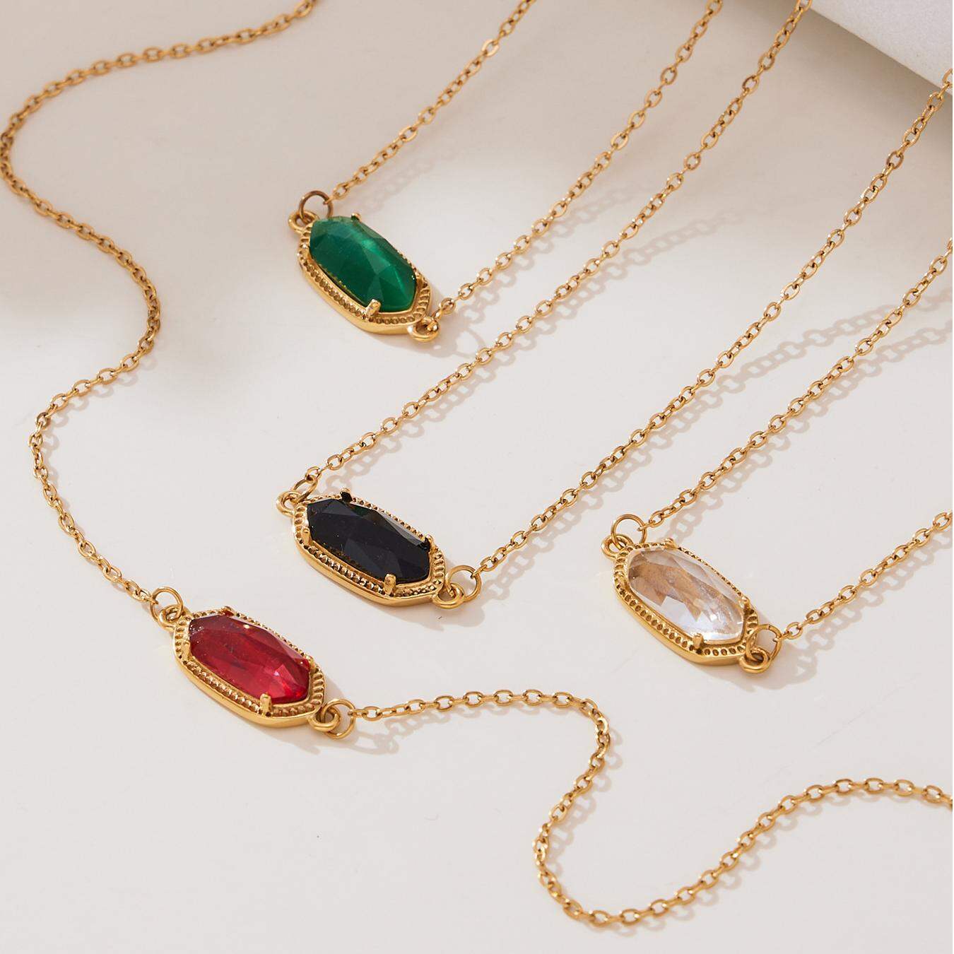 Wunderschönes sechseckiges Blumenketten-Set aus wasserdichtem Edelstahl in Goldfarbe mit Kristallen – Damenschmuck-Set 2