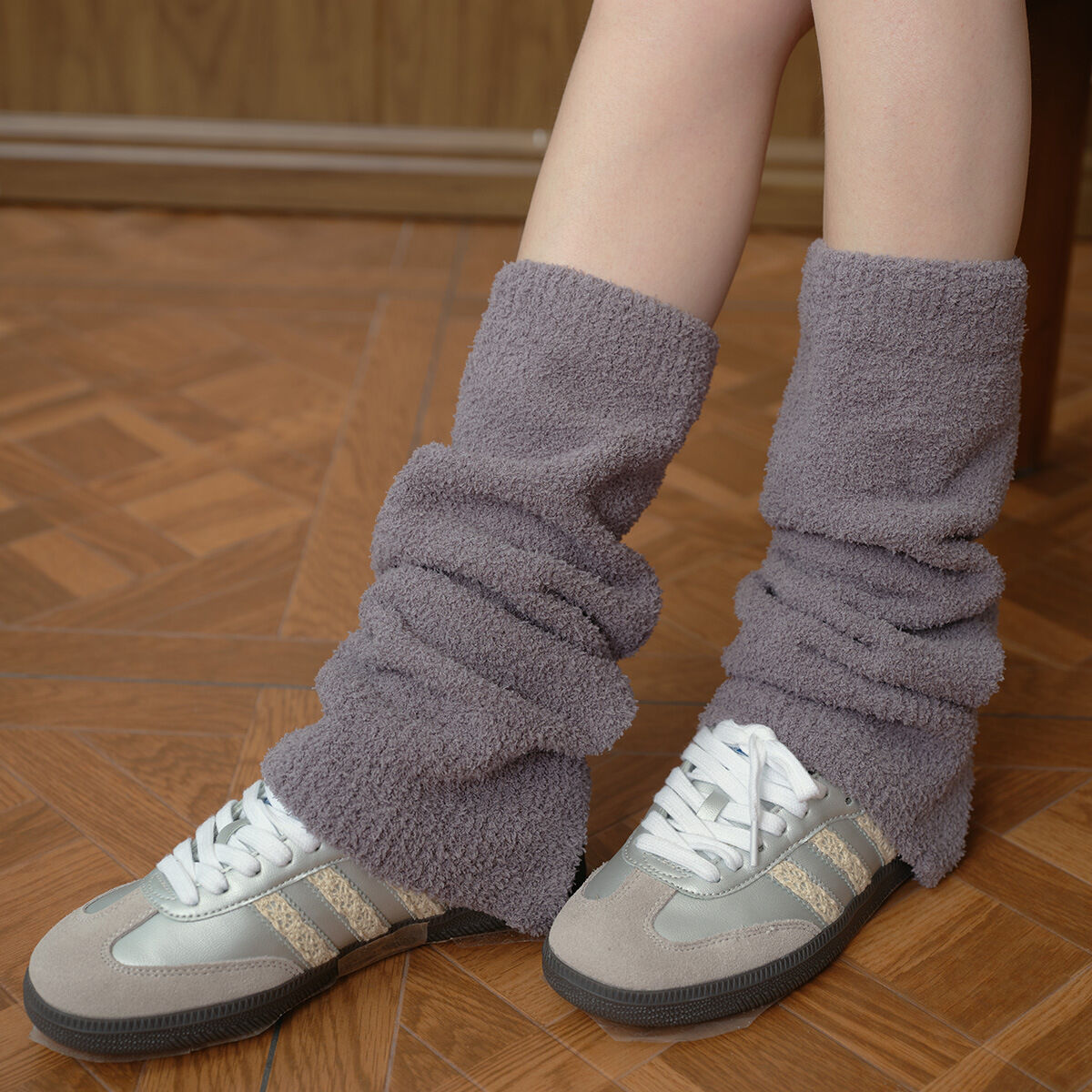 1 Pair Solid Color Knitted Leg Warmers h5 Picture3