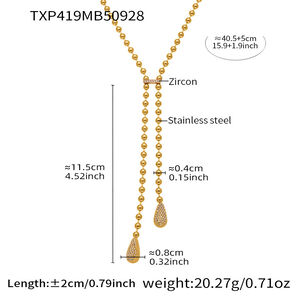 Luxurious Droplet Stainless Steel Waterproof Gold Color Zircon Women's Jewelry Sets h5