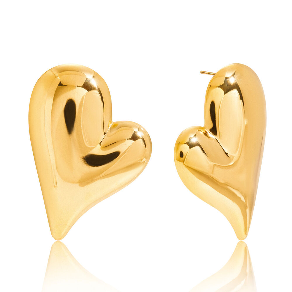 Classic Irregular Heart Stainless Steel Waterproof Gold Color Women's Jewelry Sets