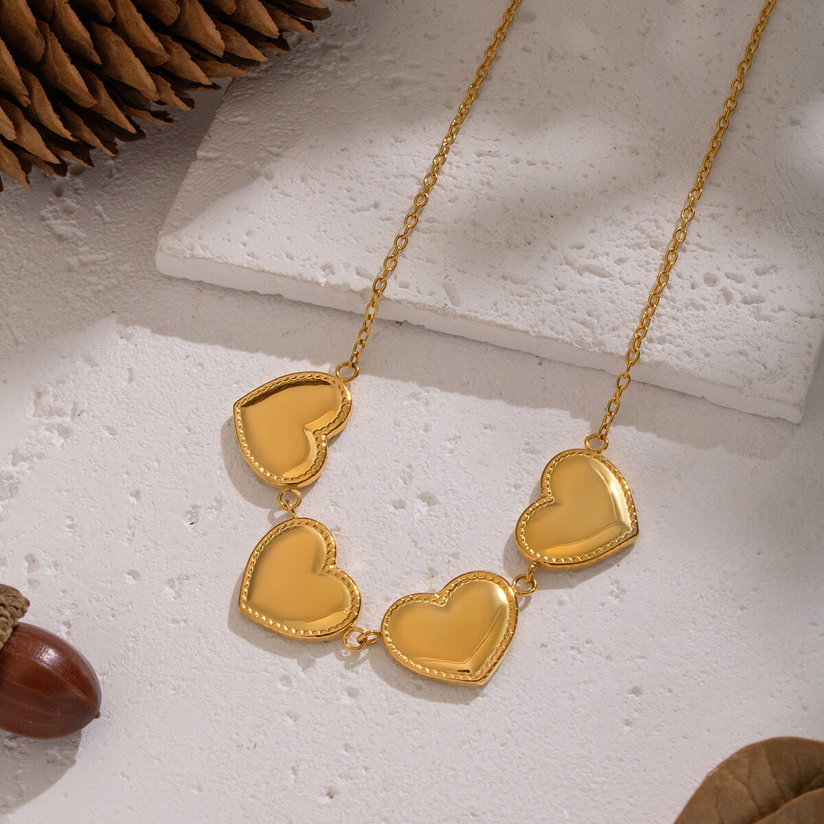 1 Piece Statement Heart Stainless Steel Waterproof Gold Color Pendant Necklace