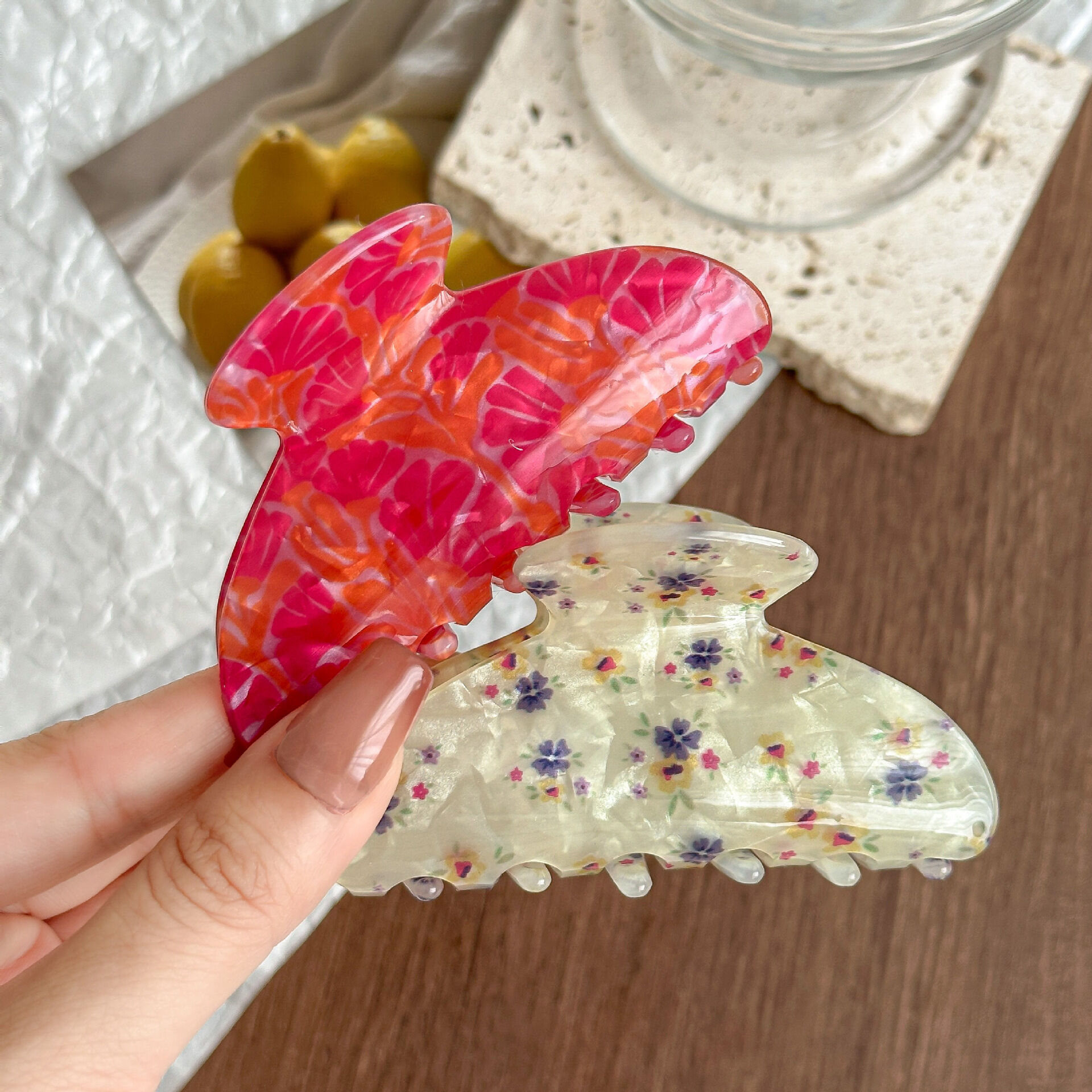 Romantic Series Retro Flower Acetate Women's Hair Claws Picture4