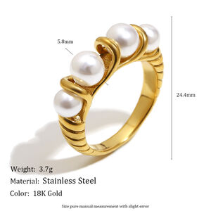 Anillos llamativos de acero inoxidable resistentes al agua para mujer, de serie simple y diario, de 1 pieza h5 Imagen5