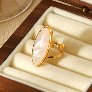 1 Piece Simple Stainless Steel Waterproof Gold Color Shell Statement Ring h5 Picture5