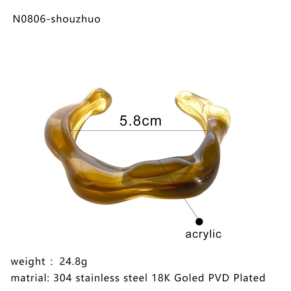 Stainless Steel Waterproof Gold Color Acrylic Bracelet Set Picture2