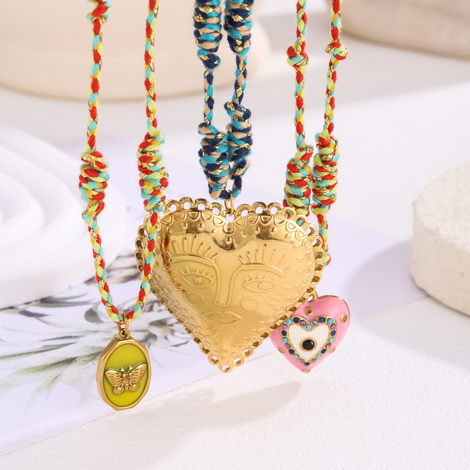 1 Piece Romantic Heart Stainless Steel Waterproof Women's Pendant Necklaces h5 Picture3