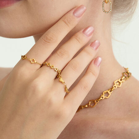 1 stuk schattige hartvormige, waterdichte, goudkleurige statement ringen van roestvrij staal 2