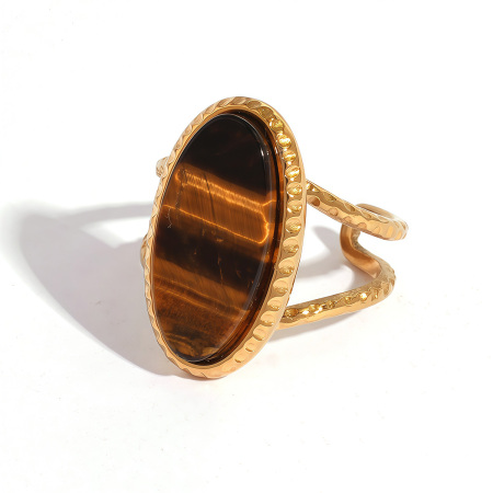 1 Piece Retro Irregular Shape Stainless Steel Waterproof Gold Color Women’s Statement Rings