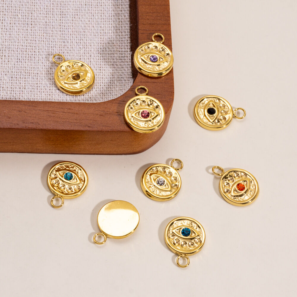 1 Piece Classic DIY Devil's Eye Circle Stainless Steel Waterproof   Gold Color  Women's Pendants Picture3
