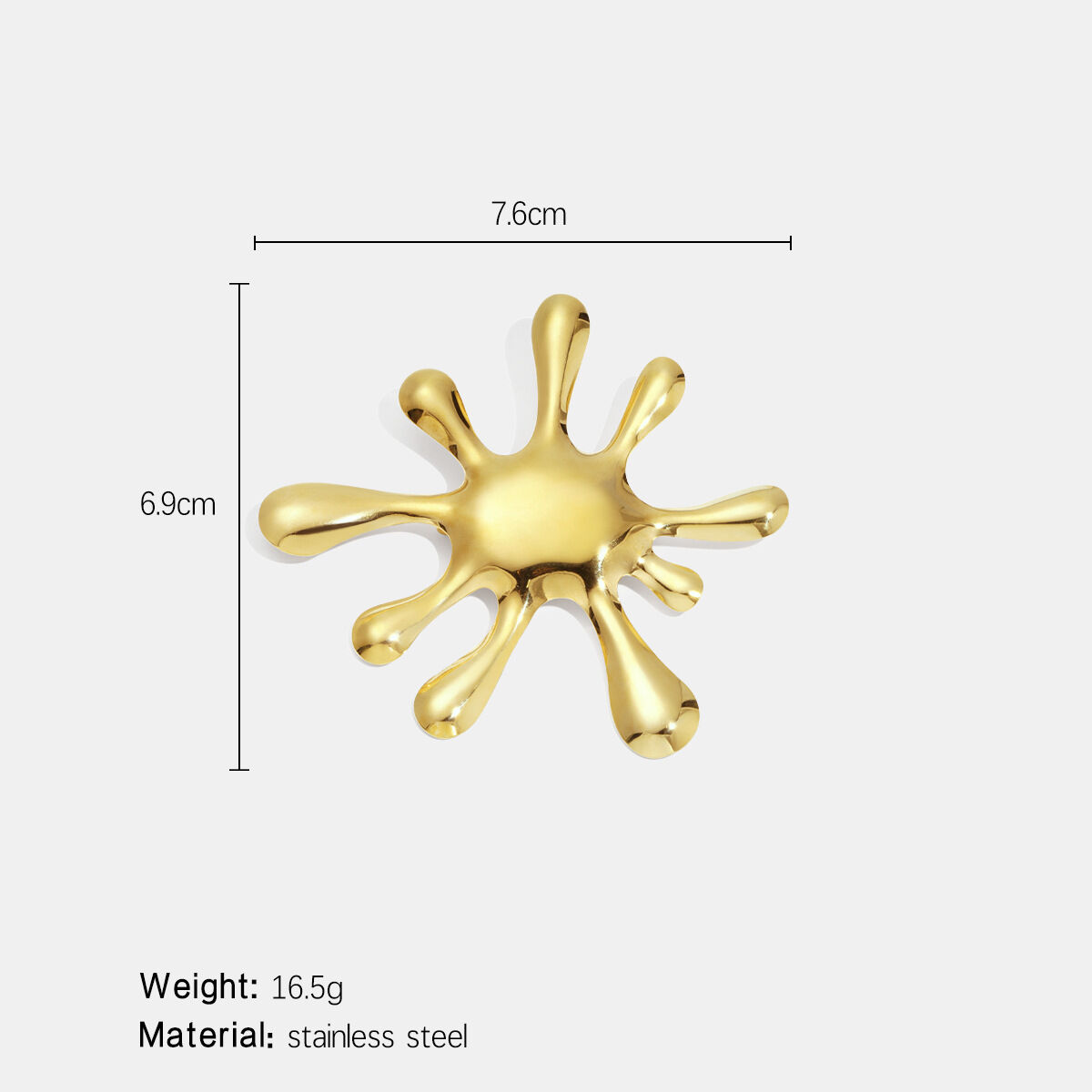 1 Piece Irregular Shape Stainless Steel Waterproof Gold Color Brooch Picture2