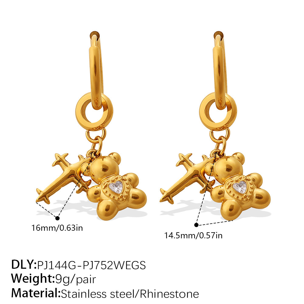 1 Pair Stainless Steel Waterproof Gold Color Diy Pendant Drop Earrings h5Picture2
