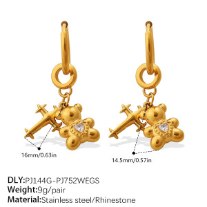 1 Pair Stainless Steel Waterproof Gold Color Diy Pendant Drop Earrings h5 Picture2