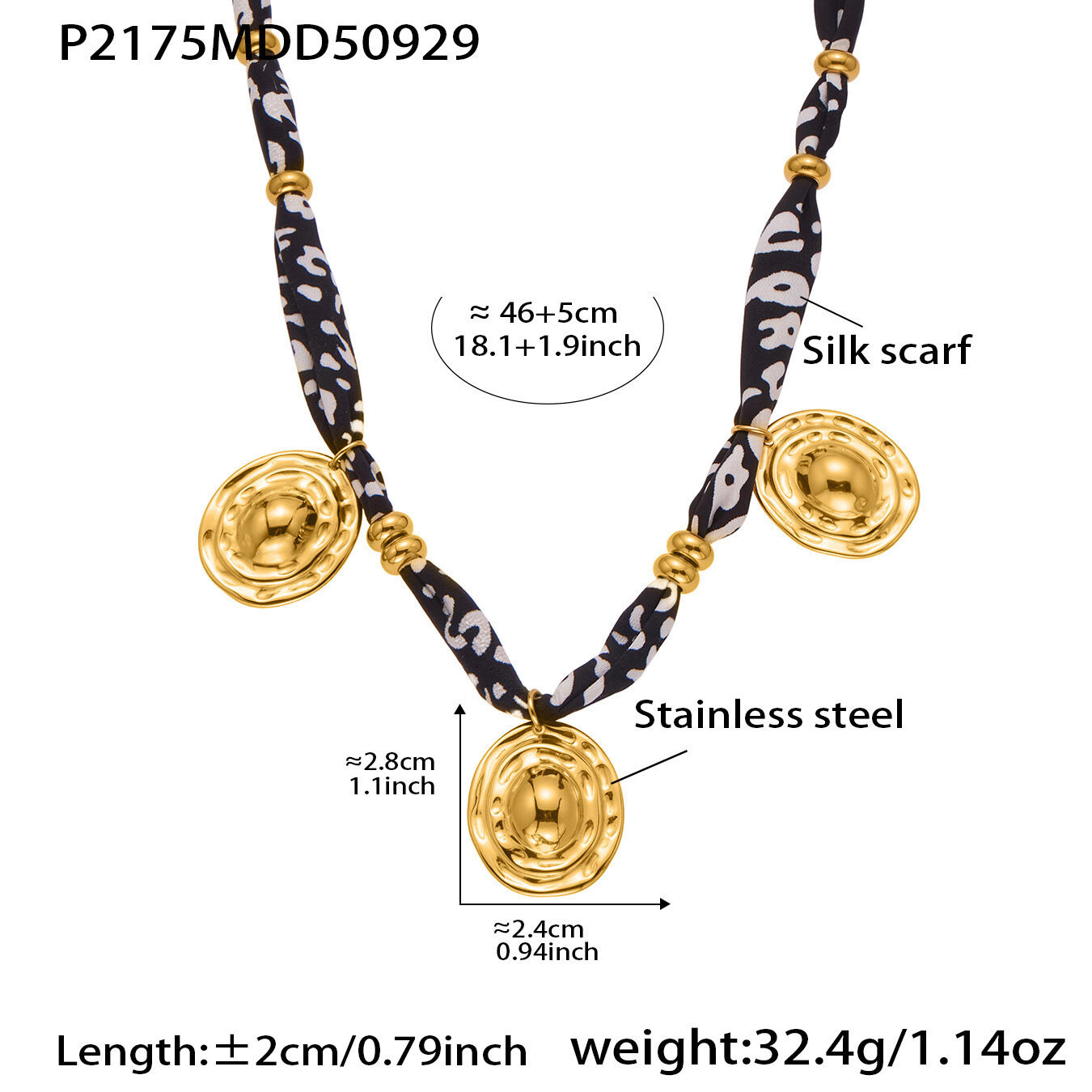 Collana con ciondolo da donna color oro impermeabile in acciaio inossidabile con cerchio personalizzabile, 1 pezzo 