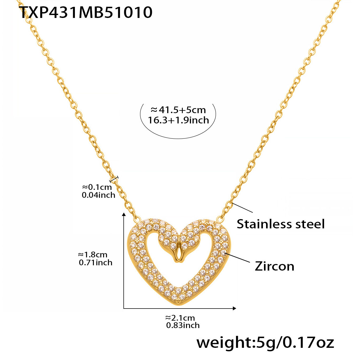Luxurious Swan Heart Stainless Steel Waterproof Gold Color Zircon Women's Jewelry Sets h5 