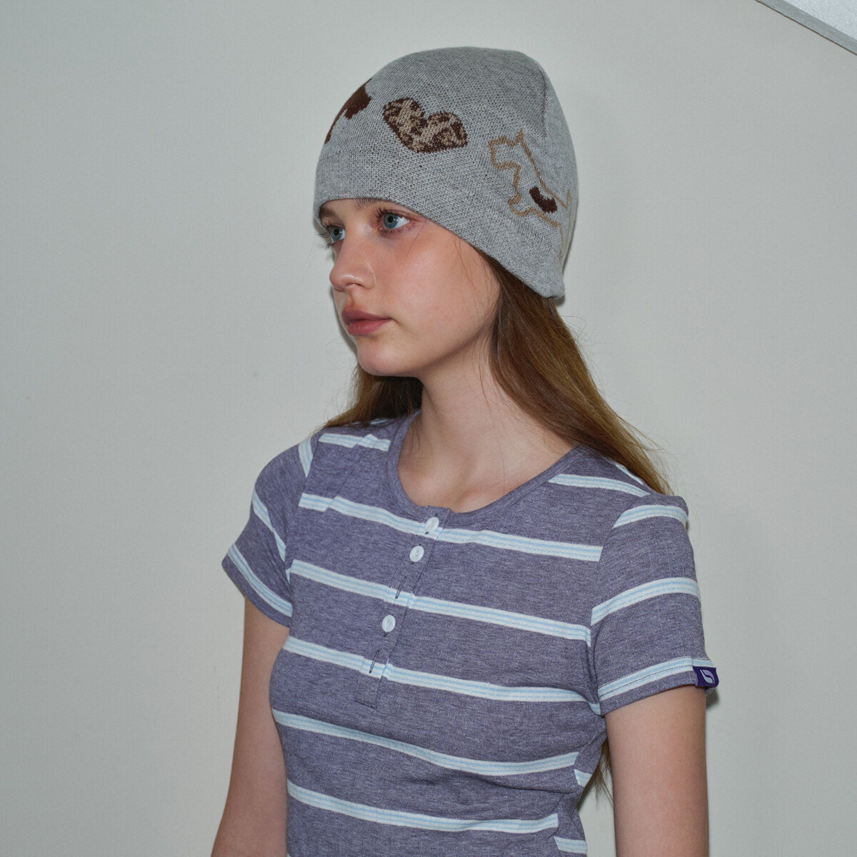 1 pezzo di cappello lavorato a maglia in misto lana con motivo leopardato a forma di cuore 2