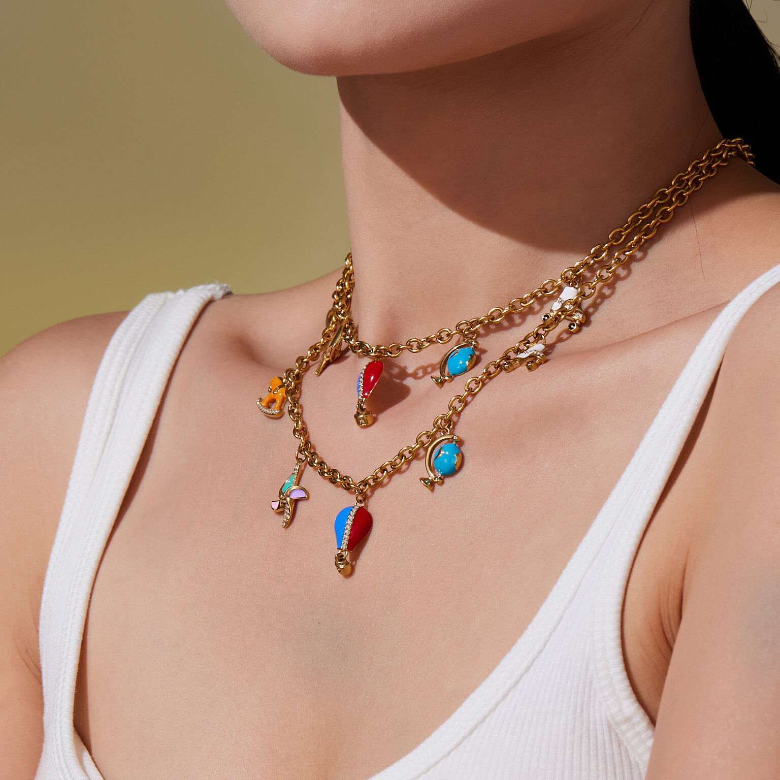 Designable Hot Air Balloon Stainless Steel Waterproof Gold Color Zircon Women's Jewelry Sets Picture3