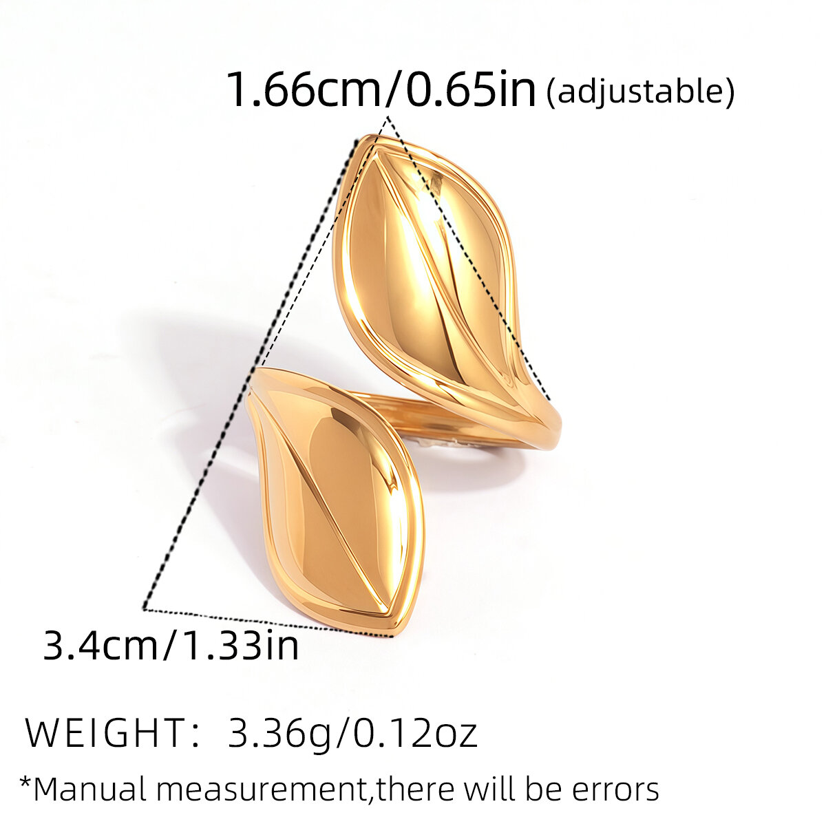 Anillos llamativos para mujer, de acero inoxidable, estilo retro, simple, resistente al agua, color dorado, 1 unidad h5 Imagen2