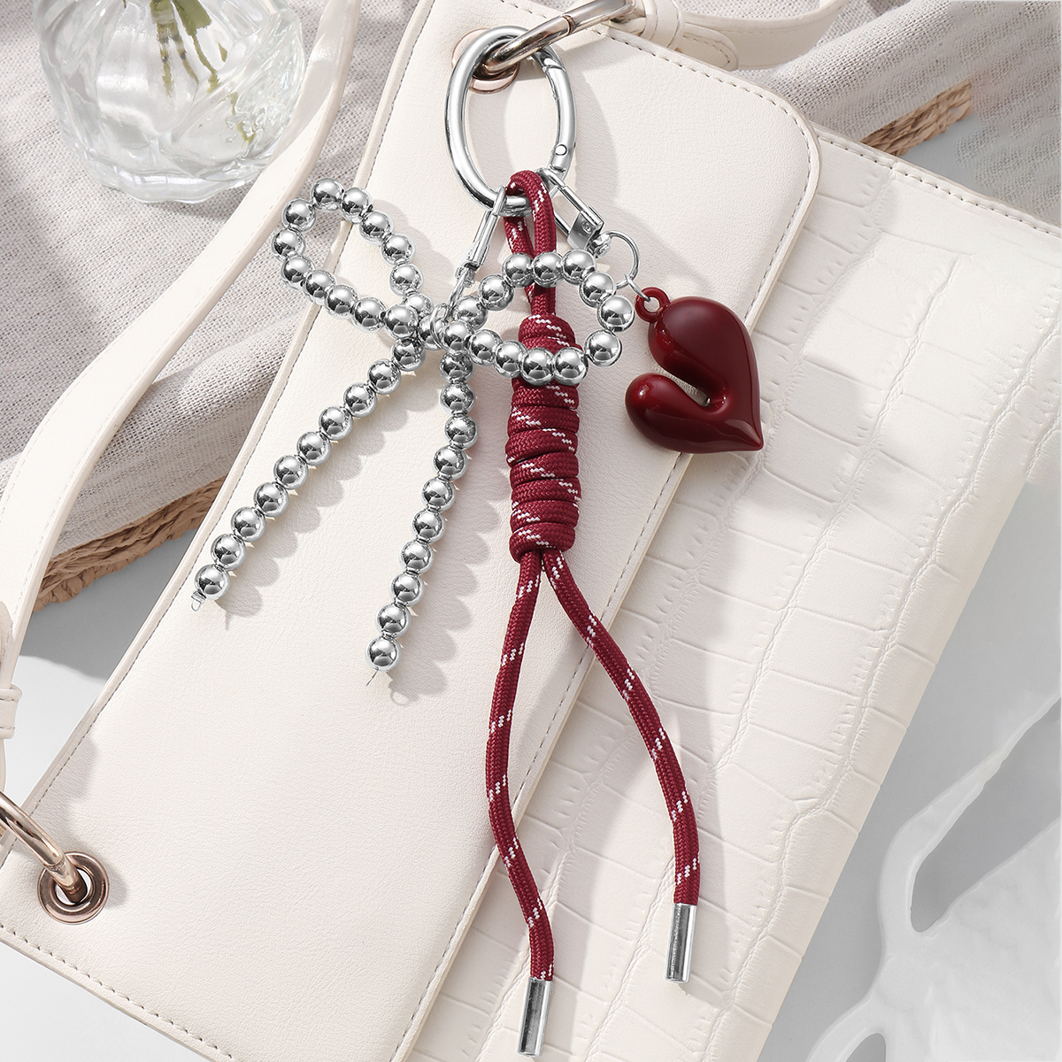 1 Piece Resin Heart Bow Knot Bag Charm 2