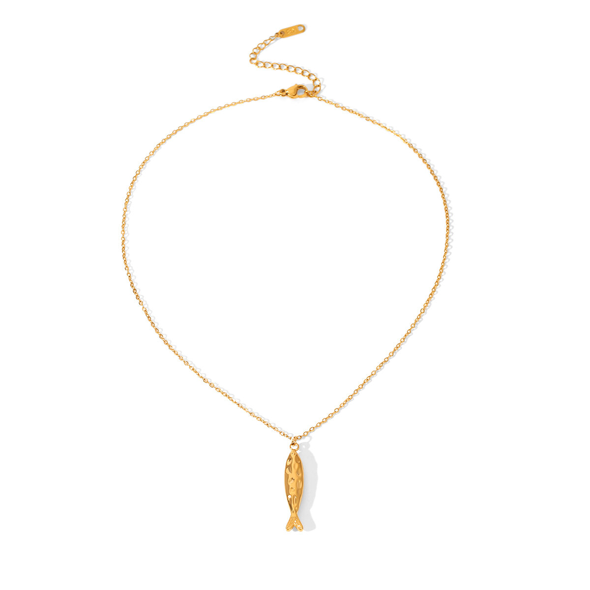 Halsketten-Set mit Fischanhänger aus wasserdichtem Edelstahl in Goldfarbe 