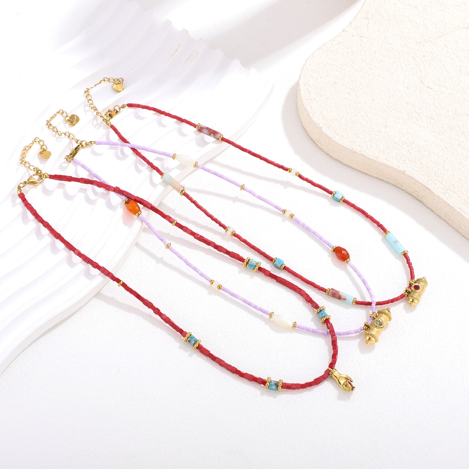 1 Piece Vintage Mixed Color Natural Stones Women's Beaded Necklaces Picture3