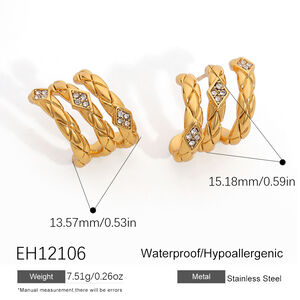 1 Pair Simple Series Daily Woven Stainless Steel Waterproof Women's Stud Earrings h5