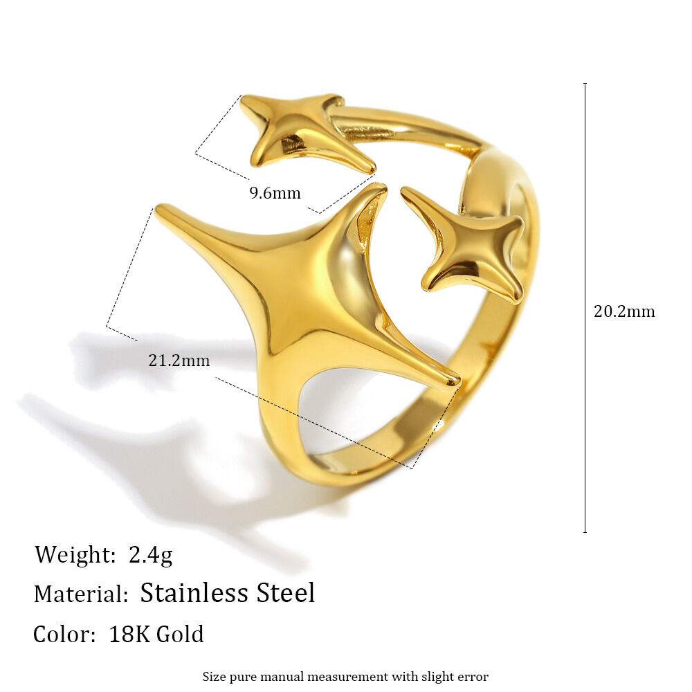Four-Pointed Star Ring-Gold