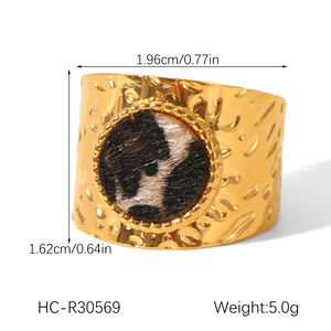 Bague léopard en acier inoxydable étanche couleur or (1 pièce) h5 Image2
